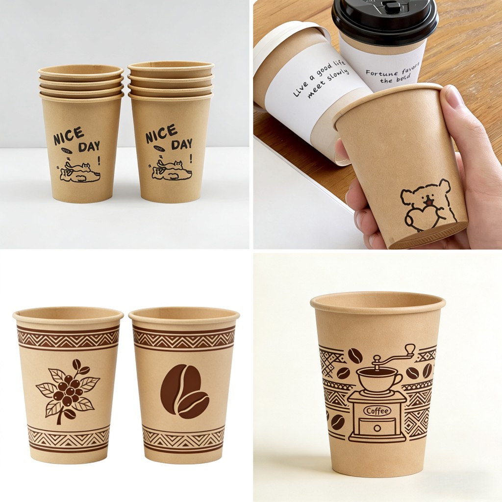 [50pcs] Kraft Paper Cup 8oz 12oz | Food Grade Paper Cup | Tahan Panas Anti Bocor |  Kopi & Teh Cup |