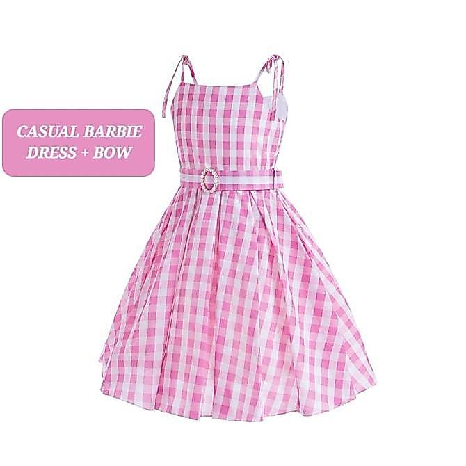 BAJUKIDDIE CASUAL BARBIE DRESS KOSTUM PINK FASHION PRINCESS PINK Costume Aksesoris