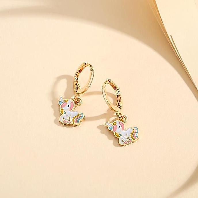 LM534 Lucu Unicorn Anting Anak Titanium Perhiasan Imitasi Anting Costume Fashion Kids