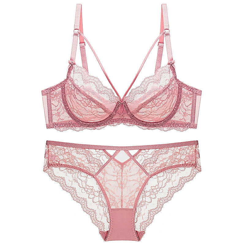 [COD]Set Bra Transparan Ultra Tipis Tanpa Spons dengan Renda