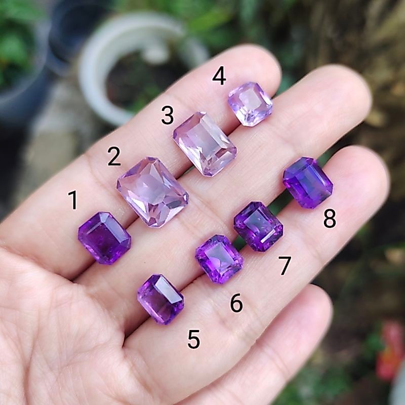 Batu permata kecubung ungu octagon B ,batu natural kecubung ungu , amethyst , batu akik
