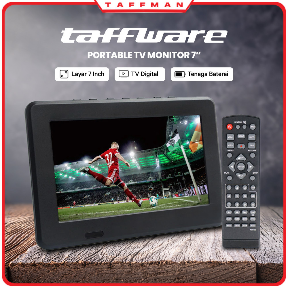 Portable TV Monitor Digital 7 Inch DVB-T2 Rechargeable - D7