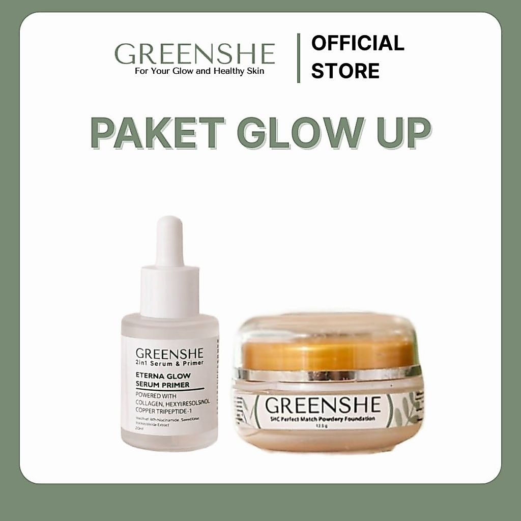 GREENSHE - PAKET GLOWUP (Bedak, Serum)