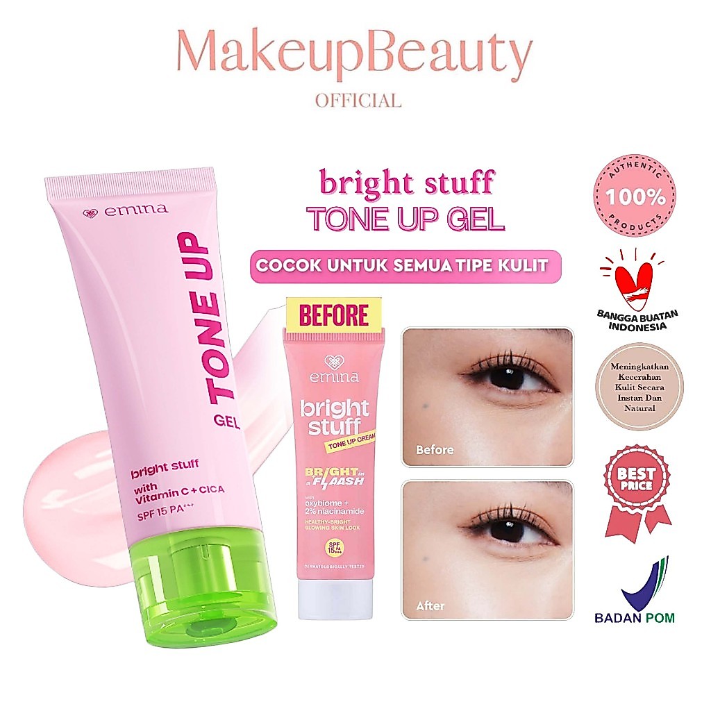 EMINA Bright Stuff Tone Up Gel 20ml - Instan Mencerahkan Kulit