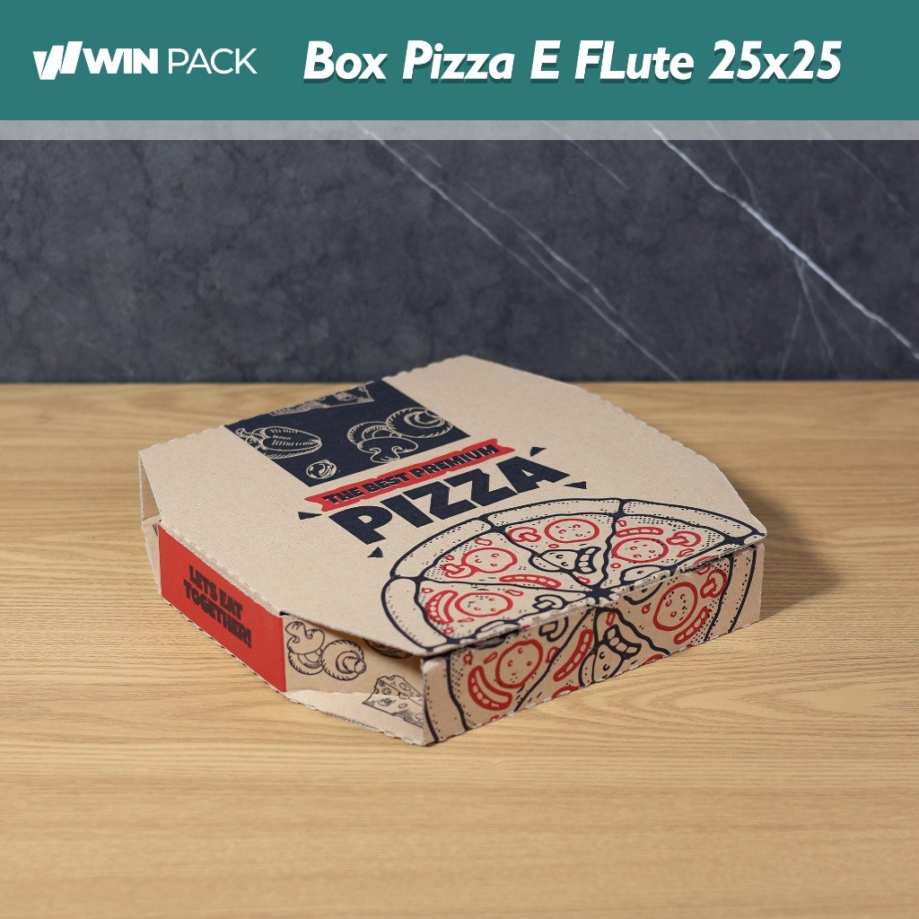 Isi 20 Pcs Box Dus Pizza  26x26 | Bahan E Flute | Motif