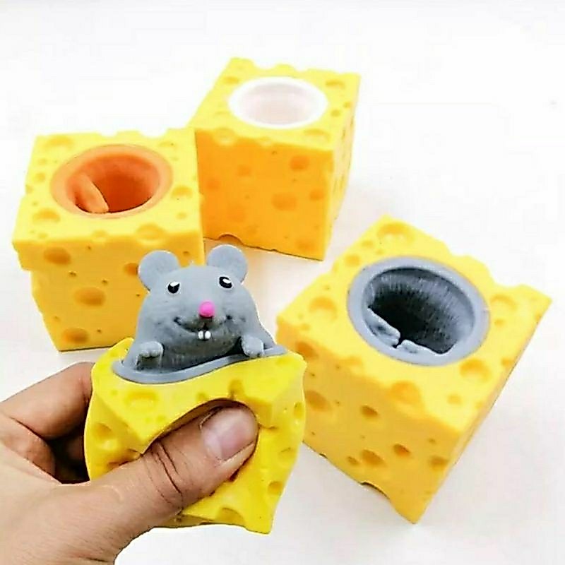 Mainan Anak - Mainan Squishy Tikus - Mainan Karet Keju Tikus