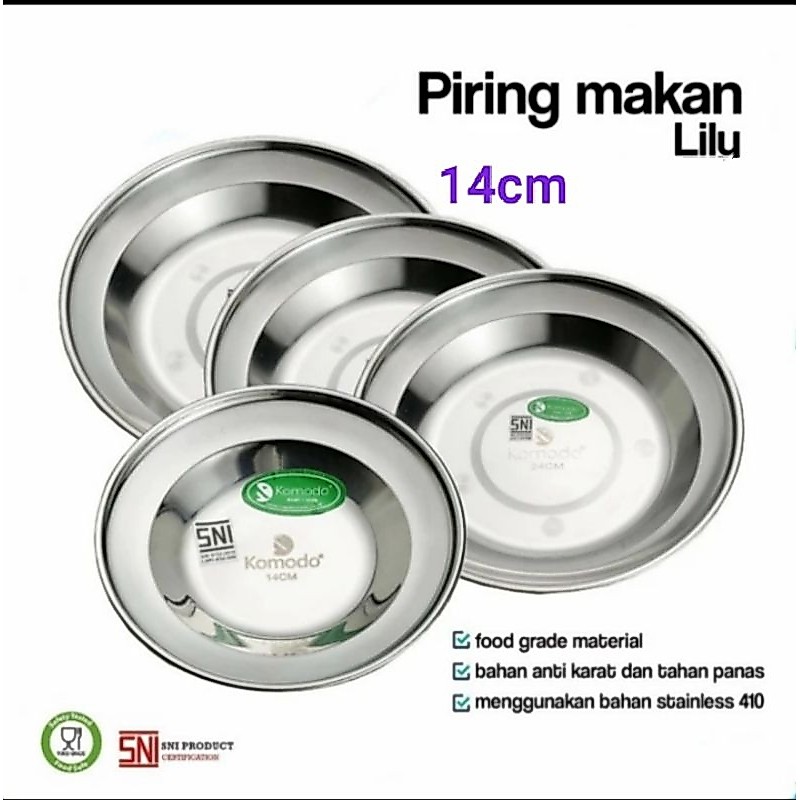Piring Makan Lily Stainless Steel 410 Tebal Komodo