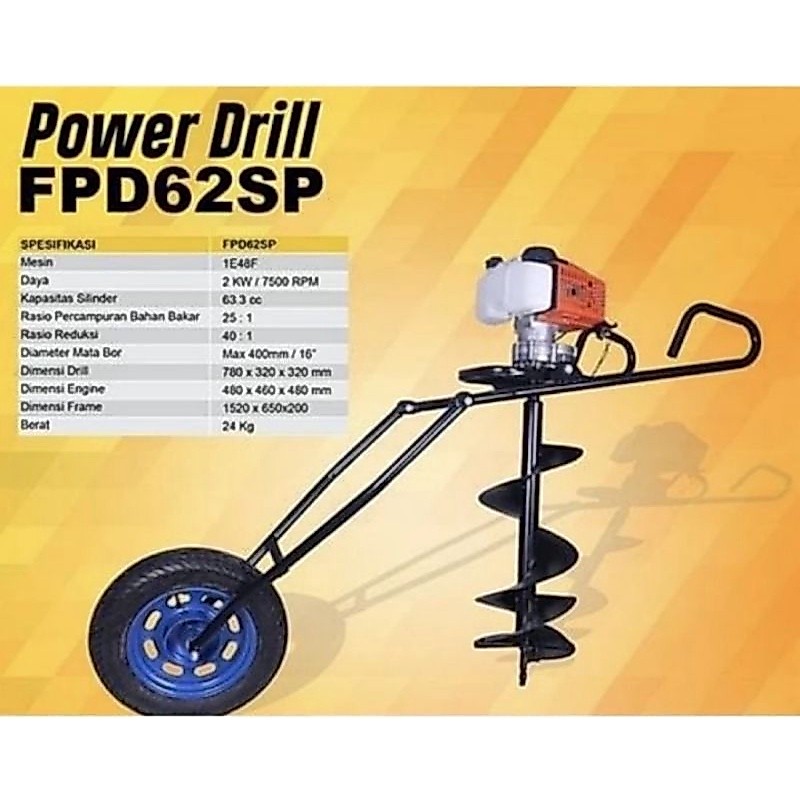MESIN BOR TANAH EARTH AUGER BIOPORI FIRMAN FPD 62SP DRILL 8INCH 200MM