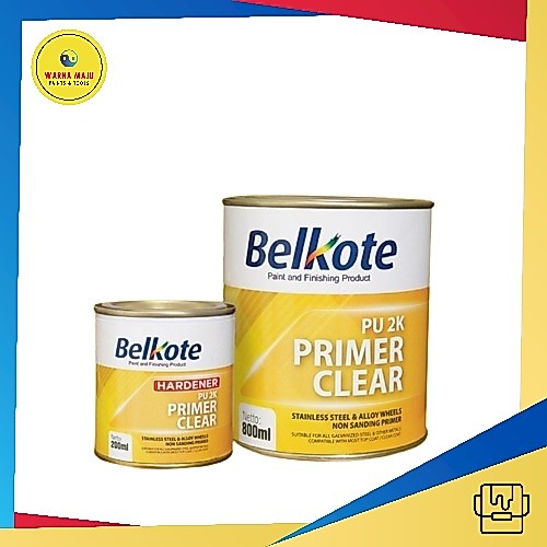 Cat Velg Epoxy Belkote PU 2K Primer Clear + Hardener 1L Stainless Steel Alloy