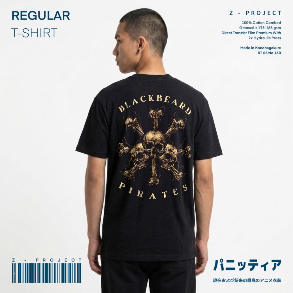 HOT Zetproject | Blackbeard Pirates Kaos Anime Regular Fit Lengan Pendek