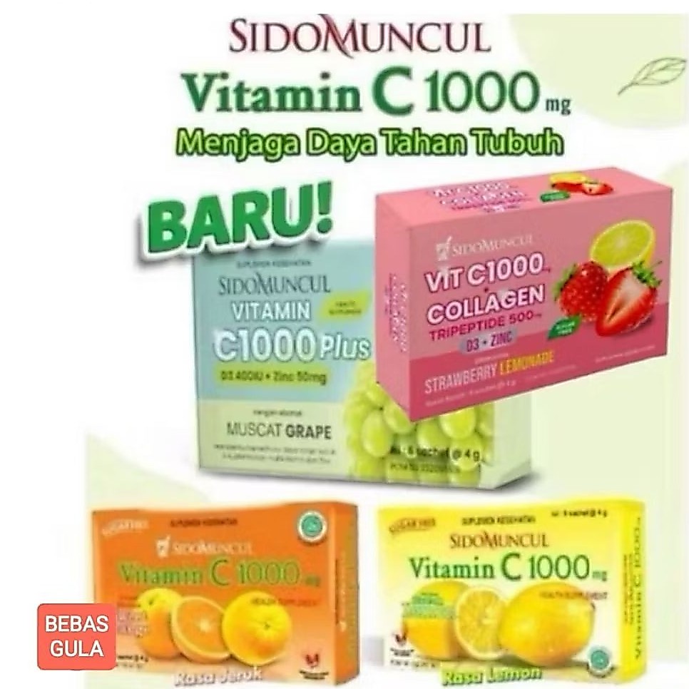 SIDOMUNCUL VITAMIN C 1000 Box isi 6 anggur/jeruk/lemon C1000