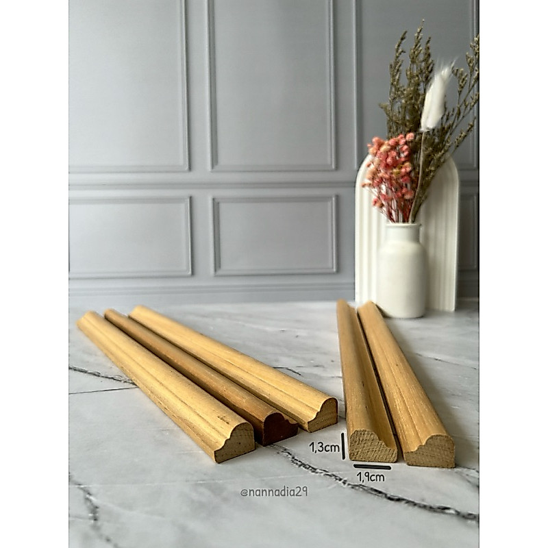Lis Profil / wallmoulding / lis kaca / lis pintu Gelombang lebar 1,9cm panjang 159cm kayu ramin