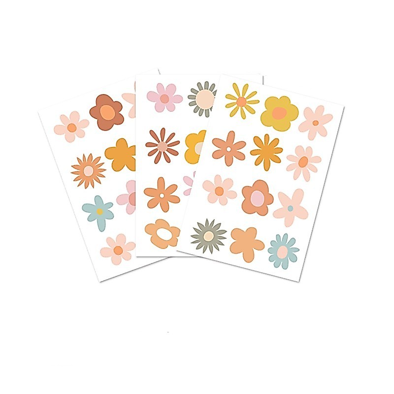 Ready Wall Stiker Boho Flower Sticker Hiasan Dinding Aesthetic Nursery Room Decor Stiker Dinding