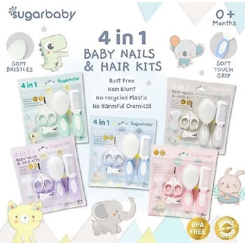 Sugar Baby 4in1 Baby Nail & Hair Kits Perlengkapan Perawatan Kuku & Rambut Baby