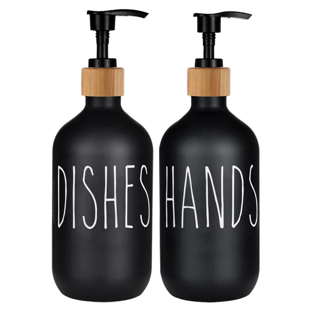 Matte Black Soap spenser Bottle Hand Soap sh Liquid Container Refillable Empty Bottle Printed Kiten 