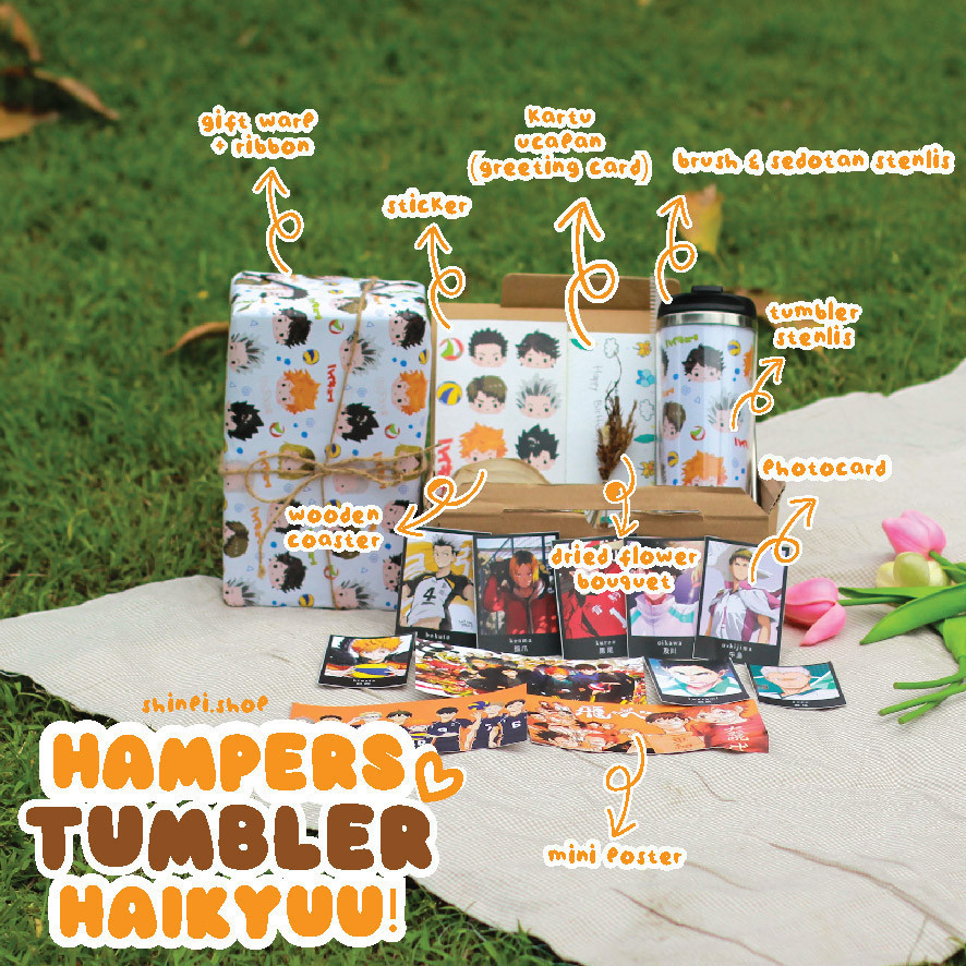 Hampers Tumbler Anime Haikyuu | Giftbox Anime | Hampers Anime | Kado Ulang Tahun Wisuda CUSTOM REQUE