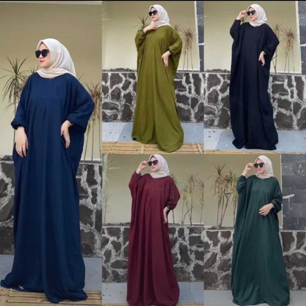 Diskon Metta Fashion Kaftan Polos Rayon Premium Tebal Kaftan Jumbo LD 160 Busui Lengan Panjang Gamis