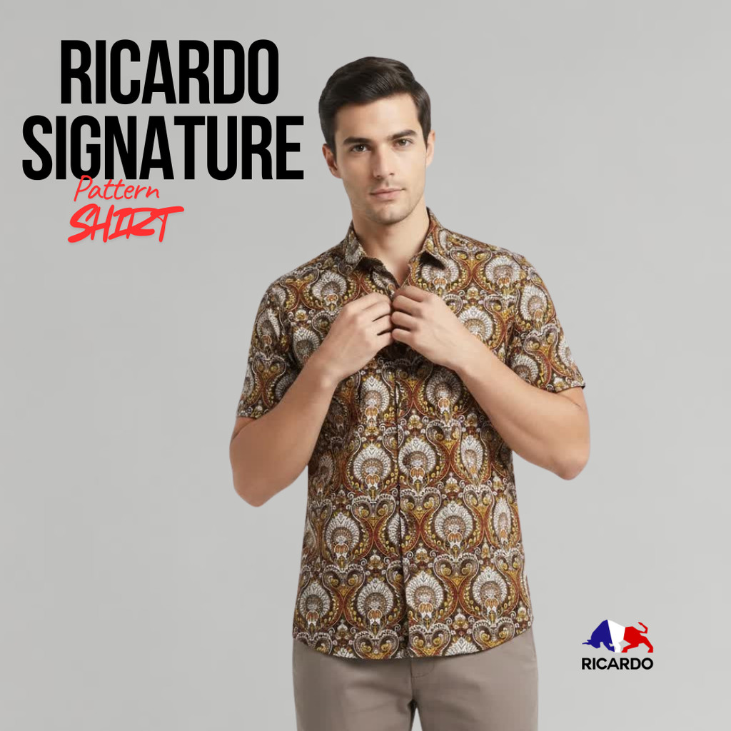 RICARDO kemeja pria Motif lengan pendek FS 32260