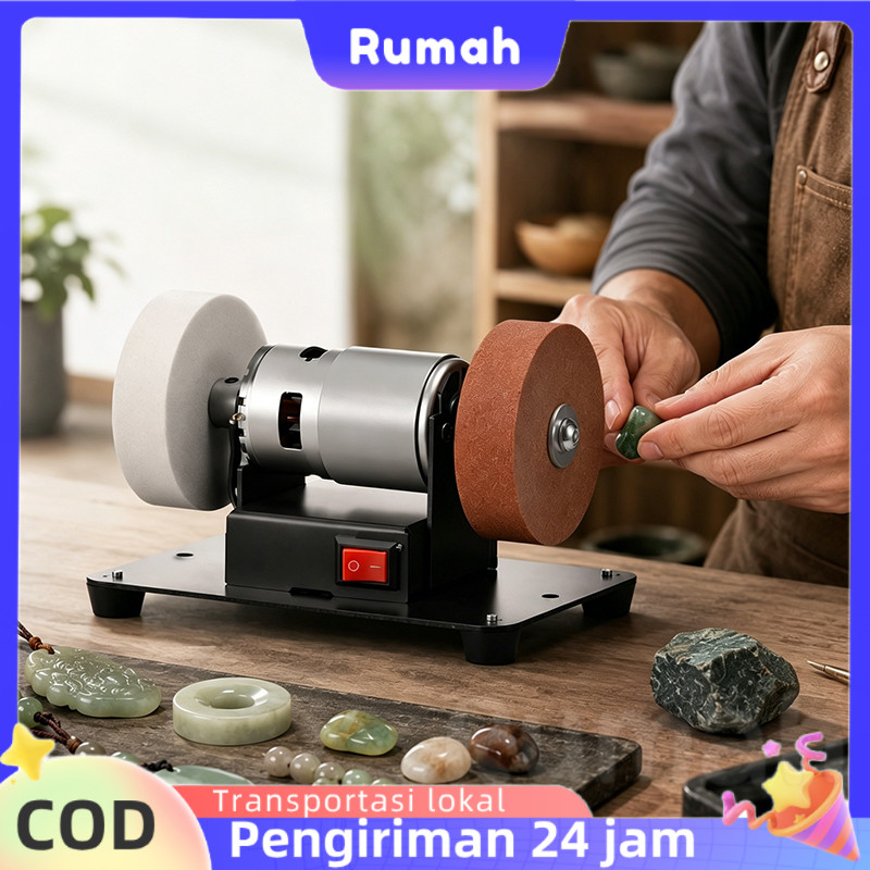 RRPengasah Meja Mini dengan Dua Roda Gerinda, Multifungsi 7 Kecepatan, Pengasah, Penghilang Karat, P