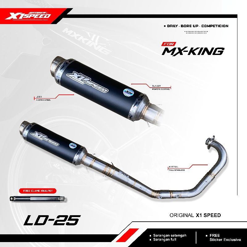 knalpot MX king Fullsystem type Roadrace Silinser P25 by X1 Speed Racing