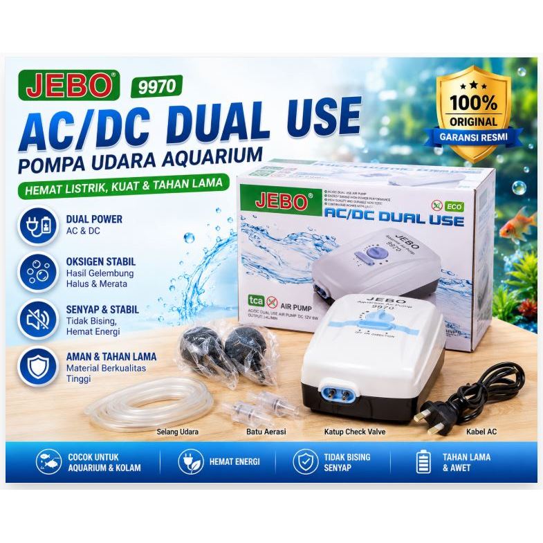 Aerator Jebo 9970 aerator acdc airpump ac dc pompa oksigen kolam Jebo9970 bukan 9950