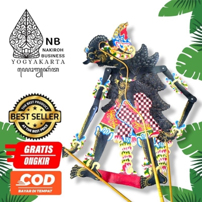 NAKIROHBUSINESS Wayang Kulit Sapi ASLI Jagabilawa/Jogobilawa/Werkudara Ukuran Standar Dalang