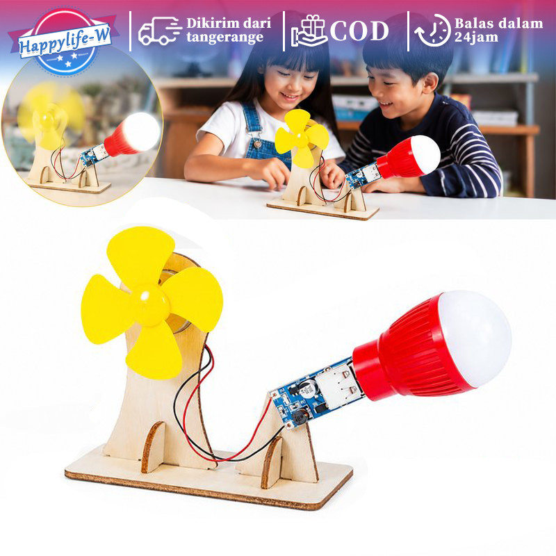 Mainan Pembangkit Listrik Tenaga Angin DIY Edukasi Generator Bohlam Kayu Generator Angin Untuk Prakt