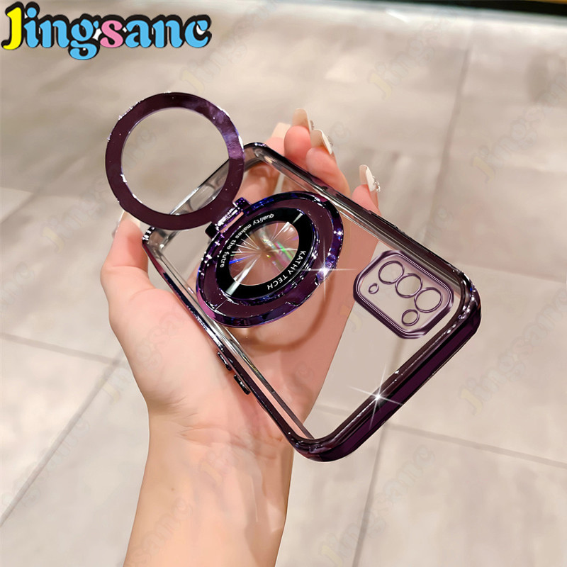 For OPPO Reno 5/Reno 5 5G/Reno 5 Marvel Edition Soft Plating Phone Case With Rotatable Bracket Glitt