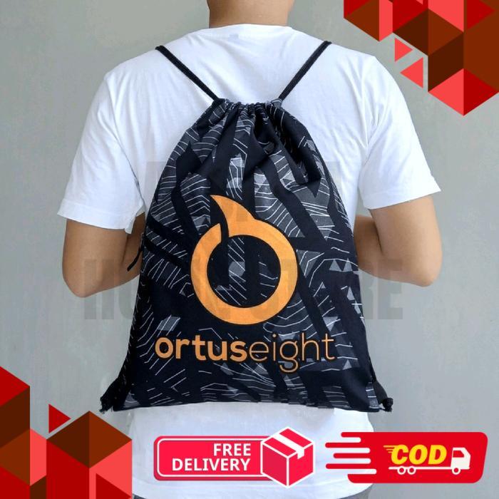 Tas Serut Olahraga Pria & Wanita Ortus Motif Woodie Grey Black - -, -