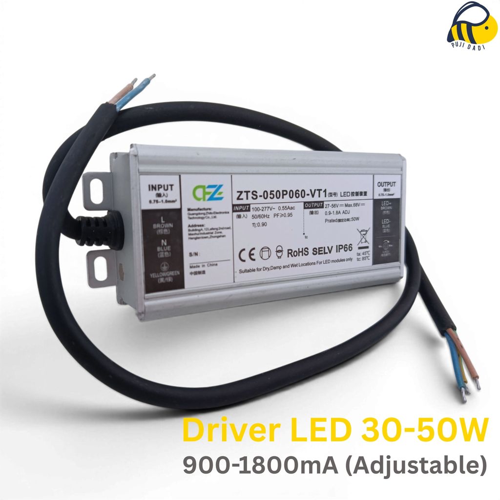 LED Driver 30-50Watt 900-1800mA Adjustable - Trafo Lampu LED 30W Sampai 50W