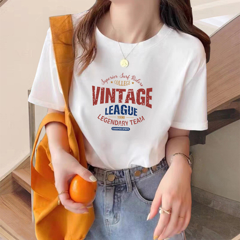 Atasan berbahan katun polos/atasan modis Cotton Cloud Putih Fitted T-shirt Cewek Women Casual Cotton