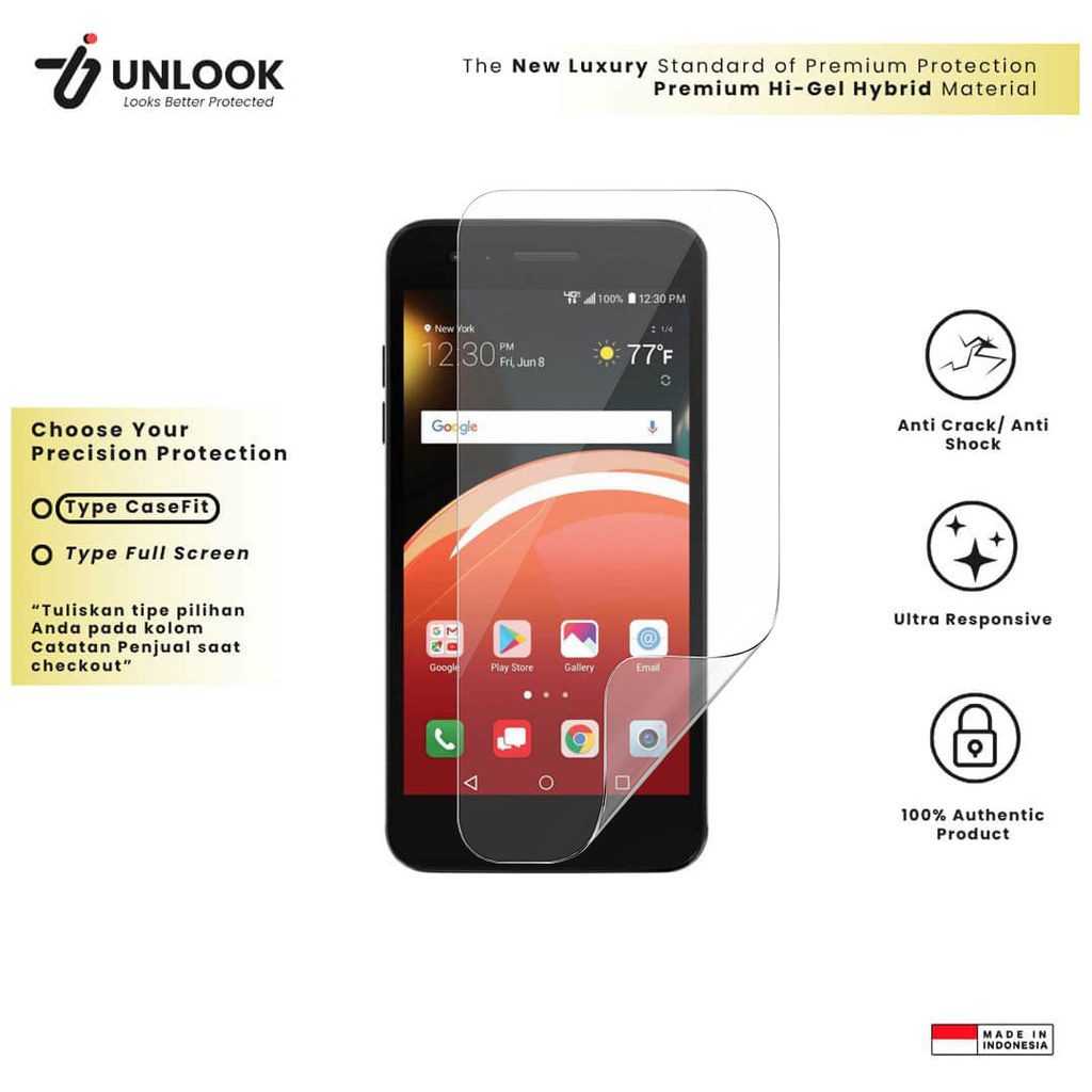UNLOOK Hi-GEL HYBRID Hydrogel+ Screen Guard for LG Zone 4, Zero, Xpression C395, X5, X4, X3, X2, X V