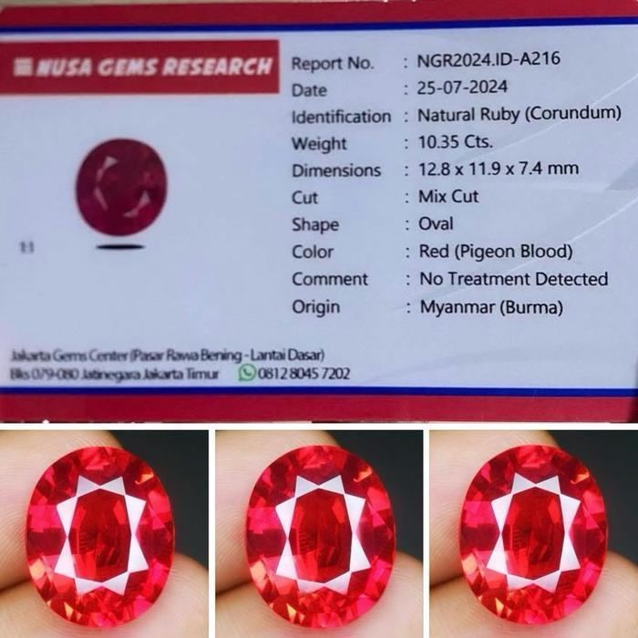 Batu permata natural ruby corondum memo