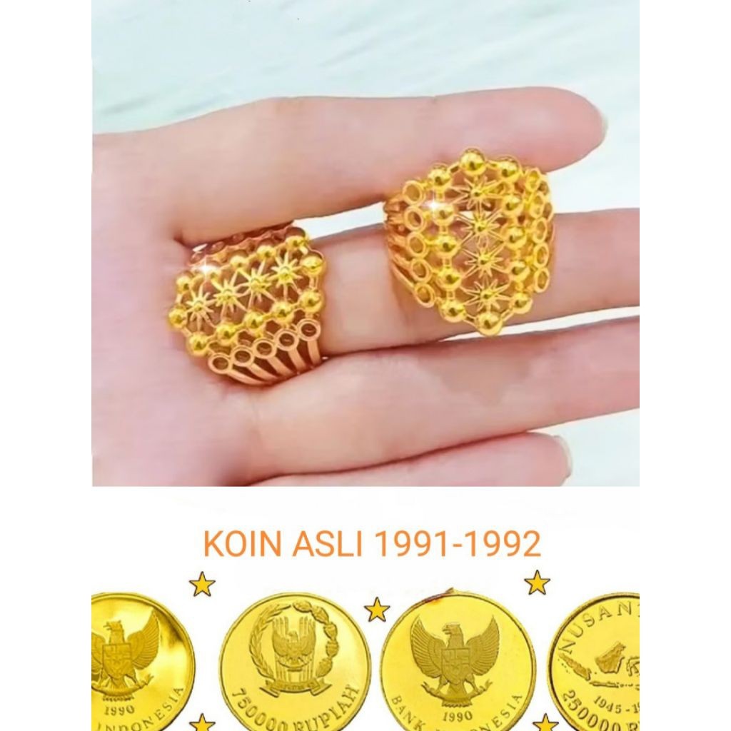 CINCIN KOIN ASLI 1991 CICIN DUBAI WARNA EMAS ANTI LUNTUR DAN KARAT