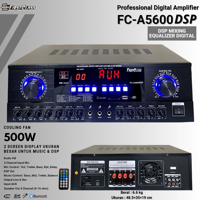 Professional Digital Amplifier DSP Mixing Firstclass FCA 5600DSP | Ampli 5600 DSP A5600 500W