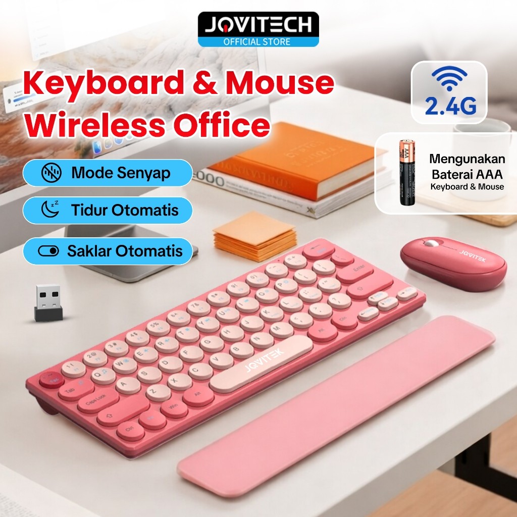 Jovitech Wireless Keyboard Mixed Color 2.4G Wireless Keyboard & Mouse Set For Notebook Laptop Deskto