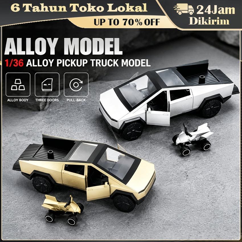 Miniatur Mobil Tesla Cybertruck Diecast 1:36 / Alloy Car Tesla Cyber Truck / Model Die Cast Mobil Te