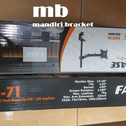 Bracket tv monitor Model Jepit meja Fase fb71 by kenzo KZ70 for 1 Monitor & LED size 12" 30"