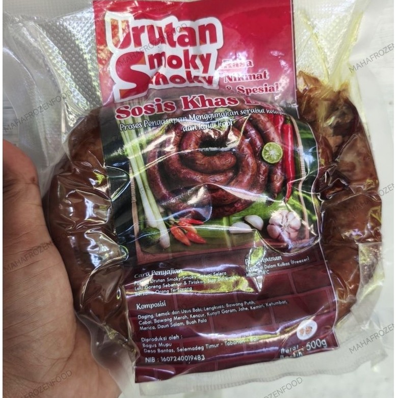SOSIS KHAS BALI URUTAN BABI ASAP SMOKY-SMOKY (SUDAH DIGORENG SETENGAH MATANG) COCOK UNTUK STOK LAUK,