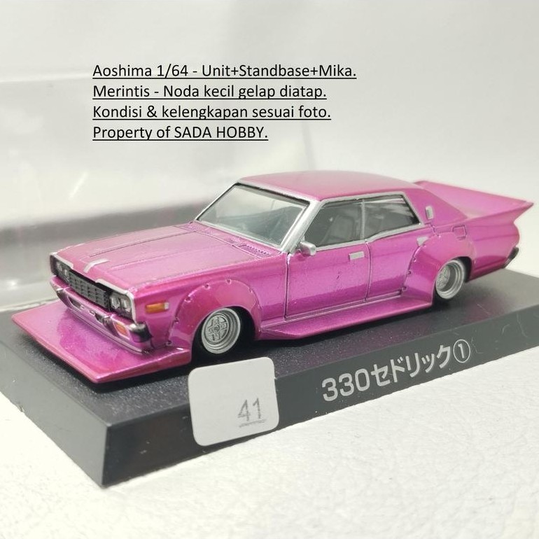 Diecast Aoshima Grachan 1/64 Nissan 330 Cedric 1 Pink Magenta