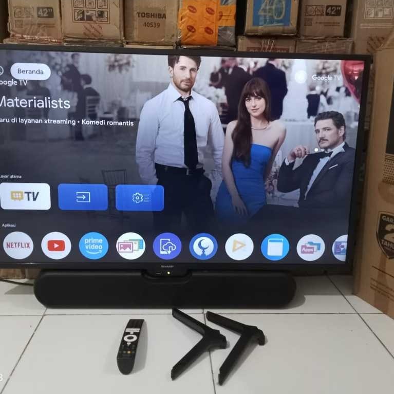 LED TV SHARP GOOGLE TV PLUS SOUNBAR BAWAAN SHARP WIFI YOTUBE REMOTE VOICE