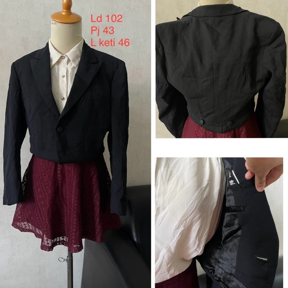 blazer hitam blazer crop wanita size besar bahan tebal blazer oversize hitam