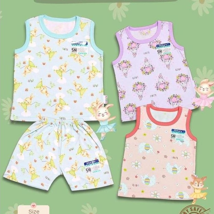 Paket Baju Bayi Setelan Singlet Kutung Anak Ridges 3pcs Ballerina Bunny / Setelan Bayi Kutung / Sete