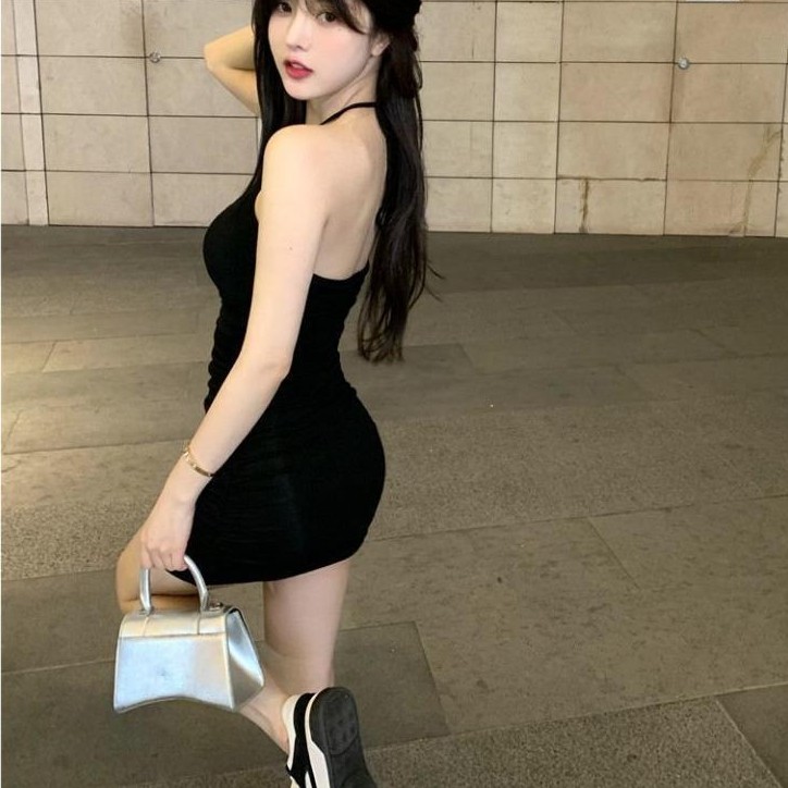 HOT PRODUCT DRESS SEKSI HITAM PUTIH | DRESS WANITA SEXY MURAH | DRESS KOREAN TALI LEHER