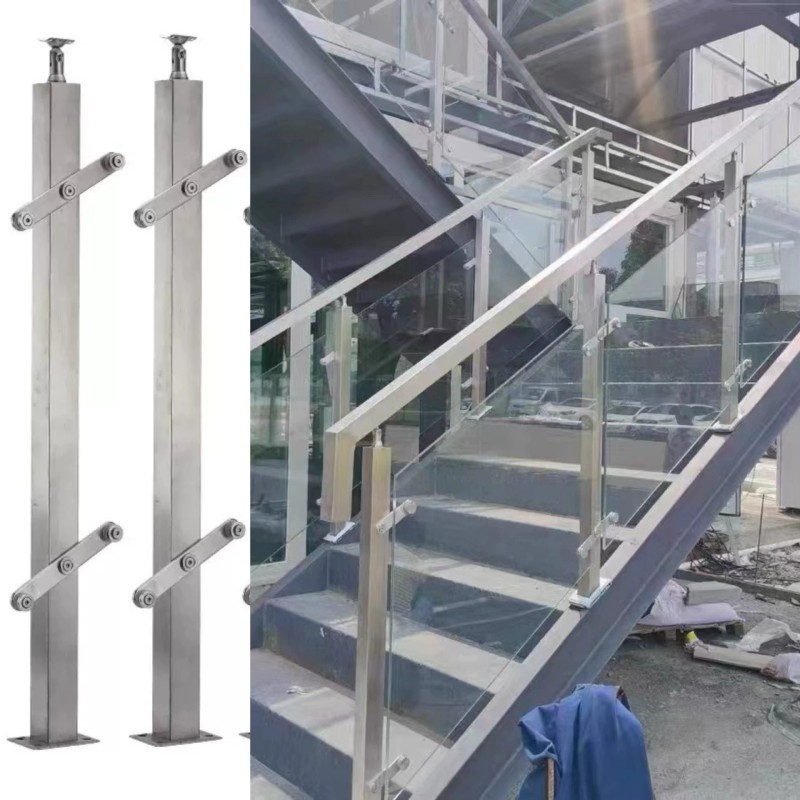85cm Tiang Railing Tangga Kaca Kolom Pegangan Tangga Square Tiang Railing Tangga Stainless Stair Han