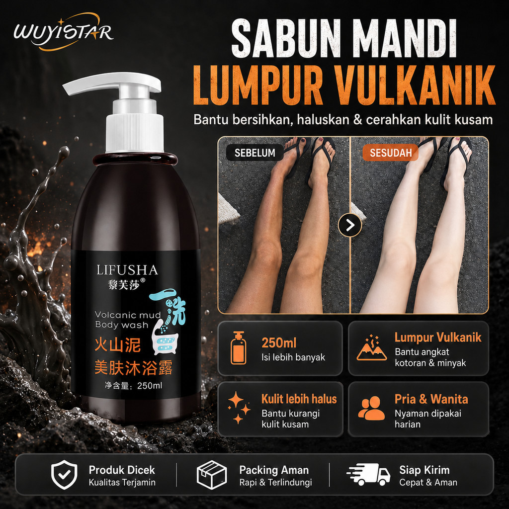 Wuyistar Sabun Lumpur Vulkanik Sabun Pemutih Badan Sabun Cair Pemutih Badan Sabun Mandi Lumpur Vulka