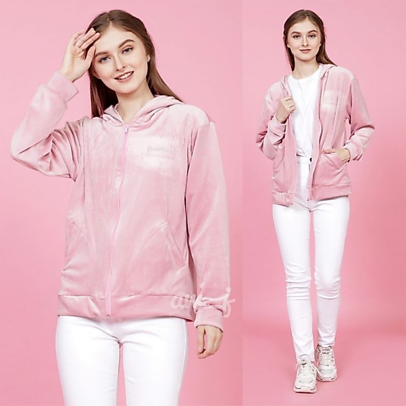 Jacket bebe bludru peach