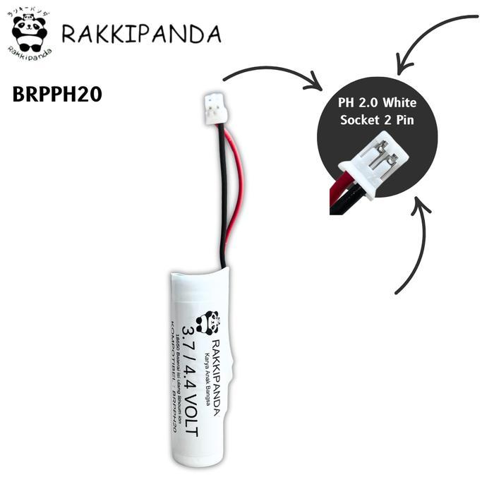 RakkiPanda Baterai Universal Li-ion 18650 RC Radio Control / Speaker Active Soket PH 2.0 Putih 2 PIN