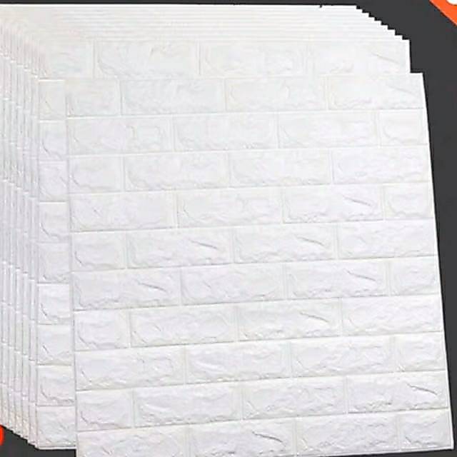 bigbeg - Wallpaper Dinding Bata Putih 3D 70x77 Foam Bata Putih Waterproof Dekorasi Dinding Foam