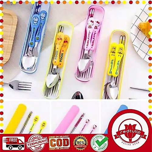Sendok Set Stainless Anak Import Karakter Lucu Tebal